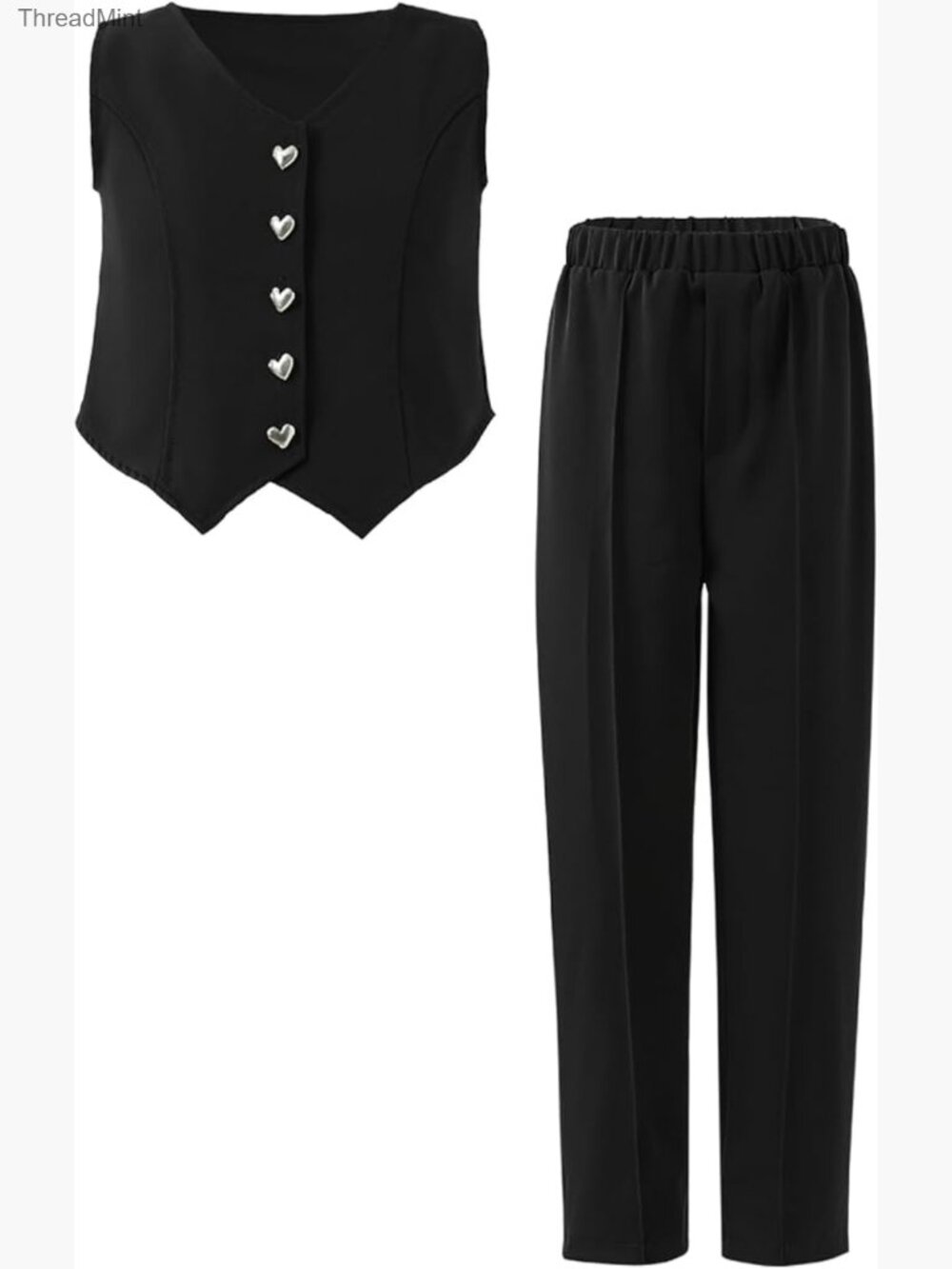 Girls 2pc Formal Vest & Pants Set Sleeveless Button Front Kids Suit 8-12Y
